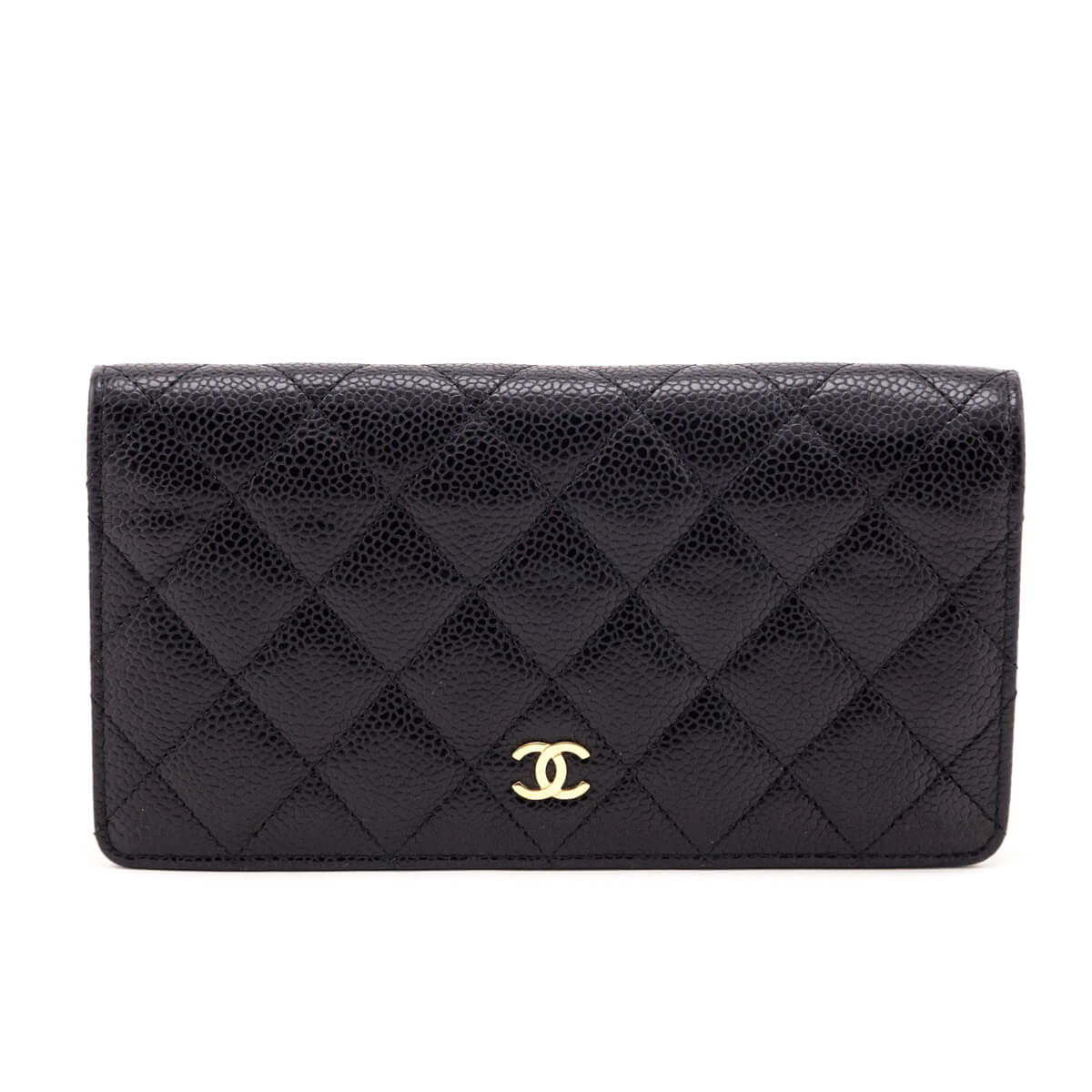 Chanel Black Quilted Caviar Yen Wallet