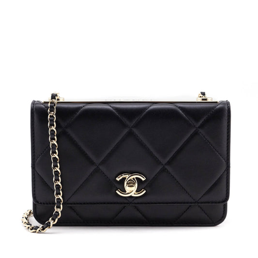 Chanel Black Quilted Lambskin Trendy CC Wallet On Chain