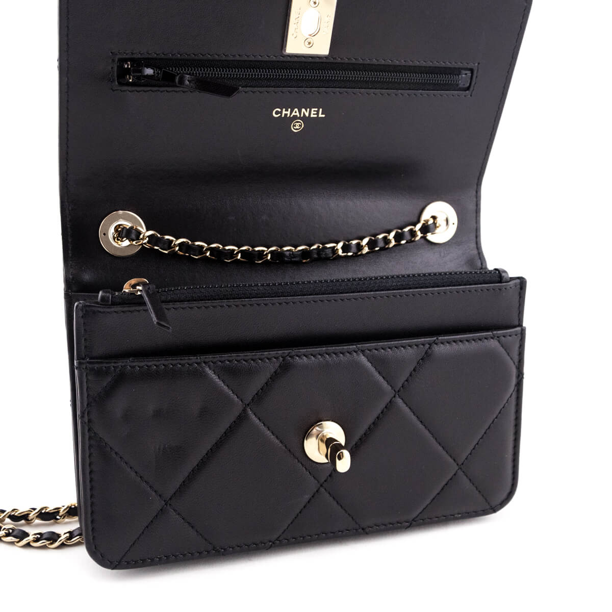 Chanel Black Quilted Lambskin Trendy CC Wallet On Chain