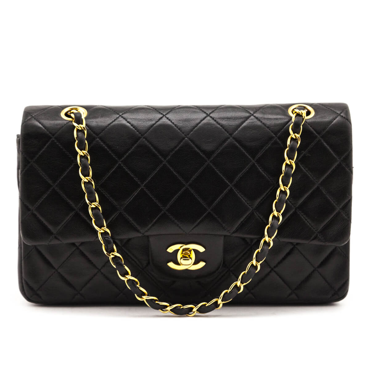Chanel Black Quilted Lambskin Vintage Medium Classic Double Flap Bag