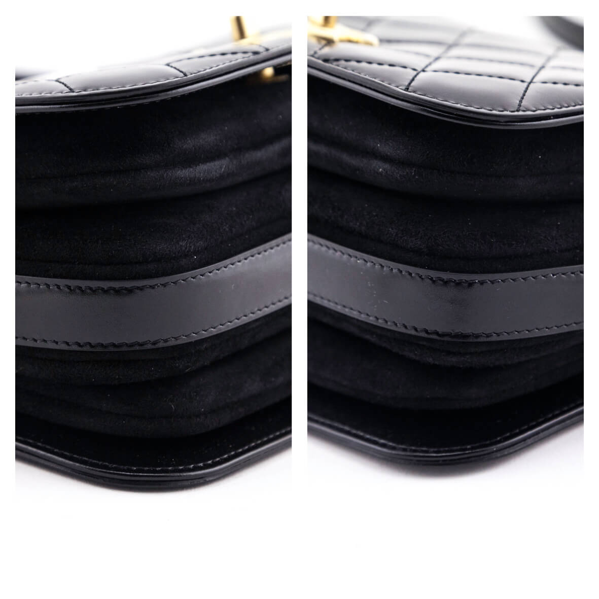 Chanel Black Quilted Shiny Calfskin & Suede Mini Messenger Bag