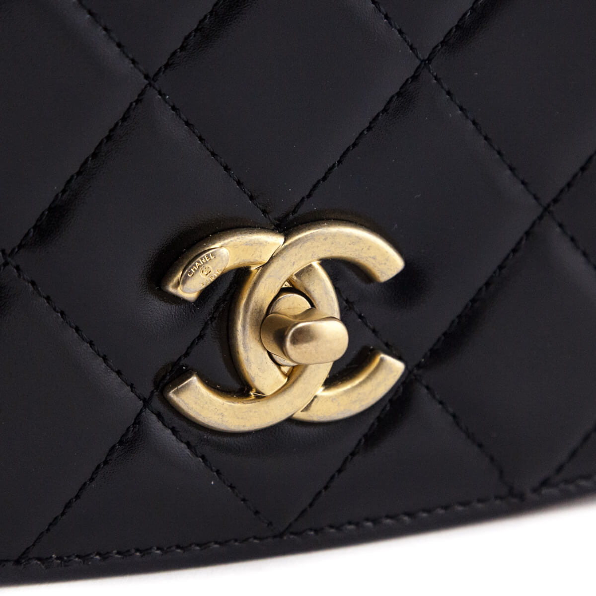 Chanel Black Quilted Shiny Calfskin & Suede Mini Messenger Bag