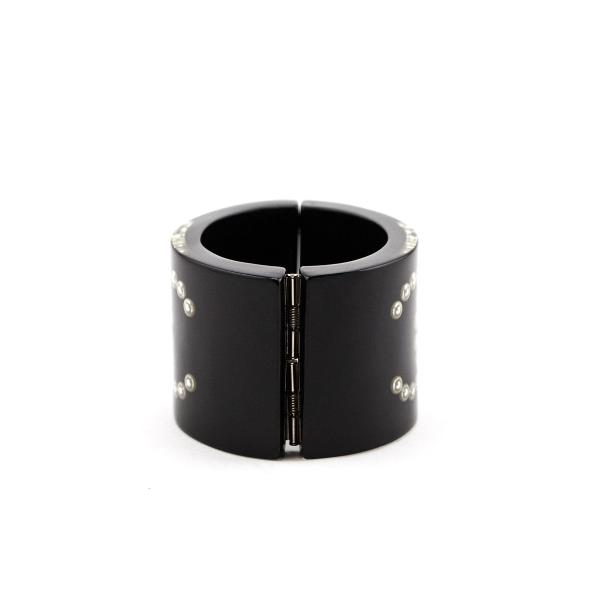 Chanel Black Resin Pearl CC Bangle Cuff