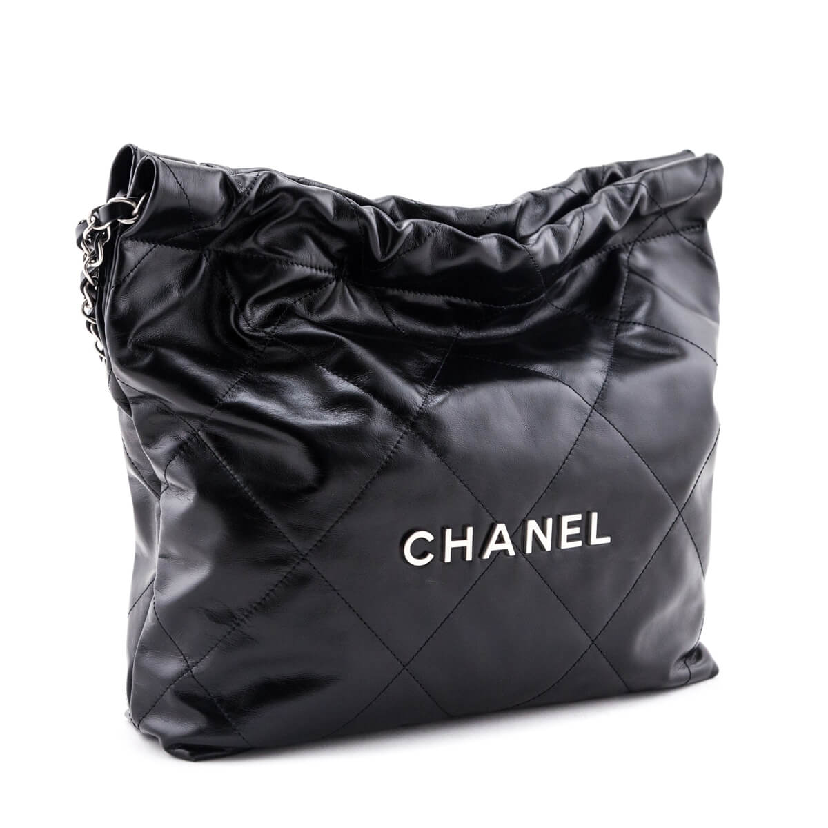 Chanel Black Shiny Calfskin Quilted Small Chanel 22 Bag