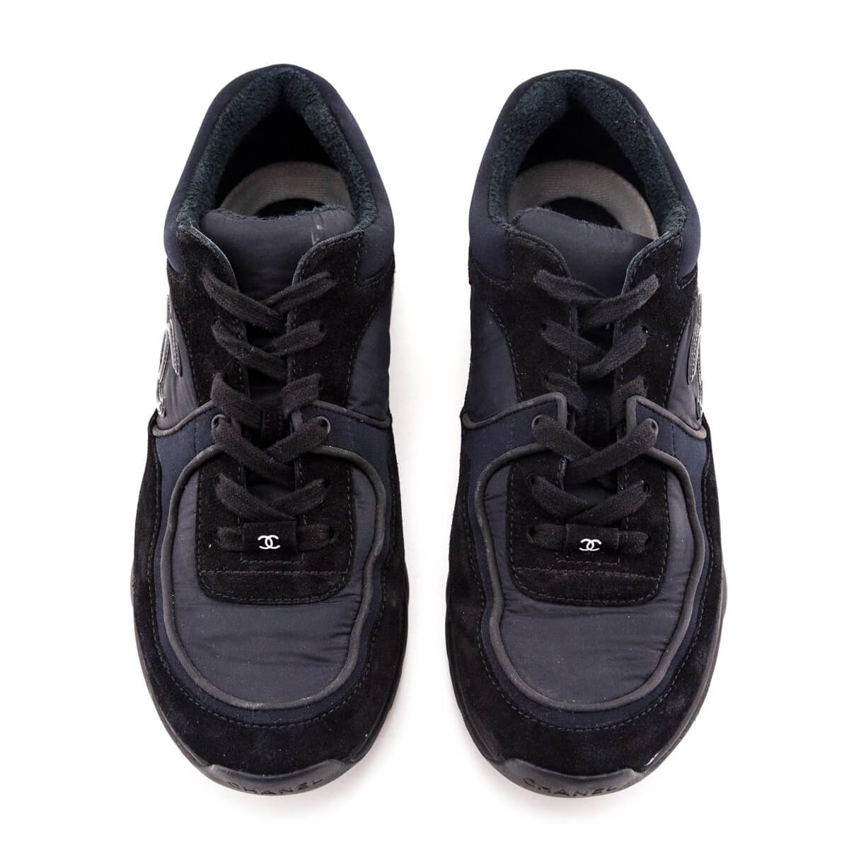 Chanel Black Suede CC Sneakers Size US 10 | EU 40