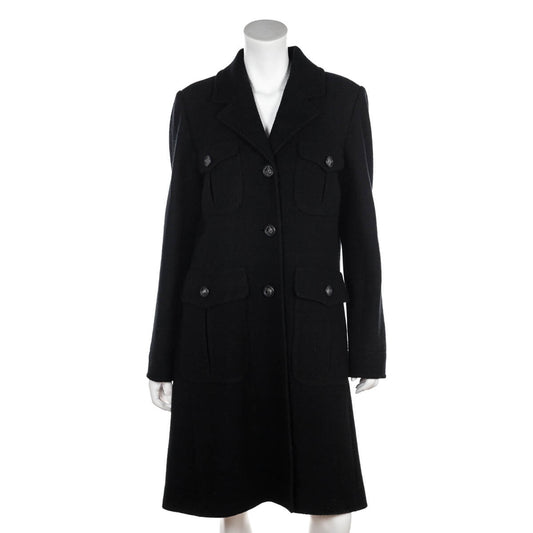 Chanel Black Wool Boucle Coat Size L | FR 42