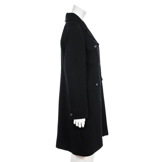 Chanel Black Wool Boucle Coat Size L | FR 42