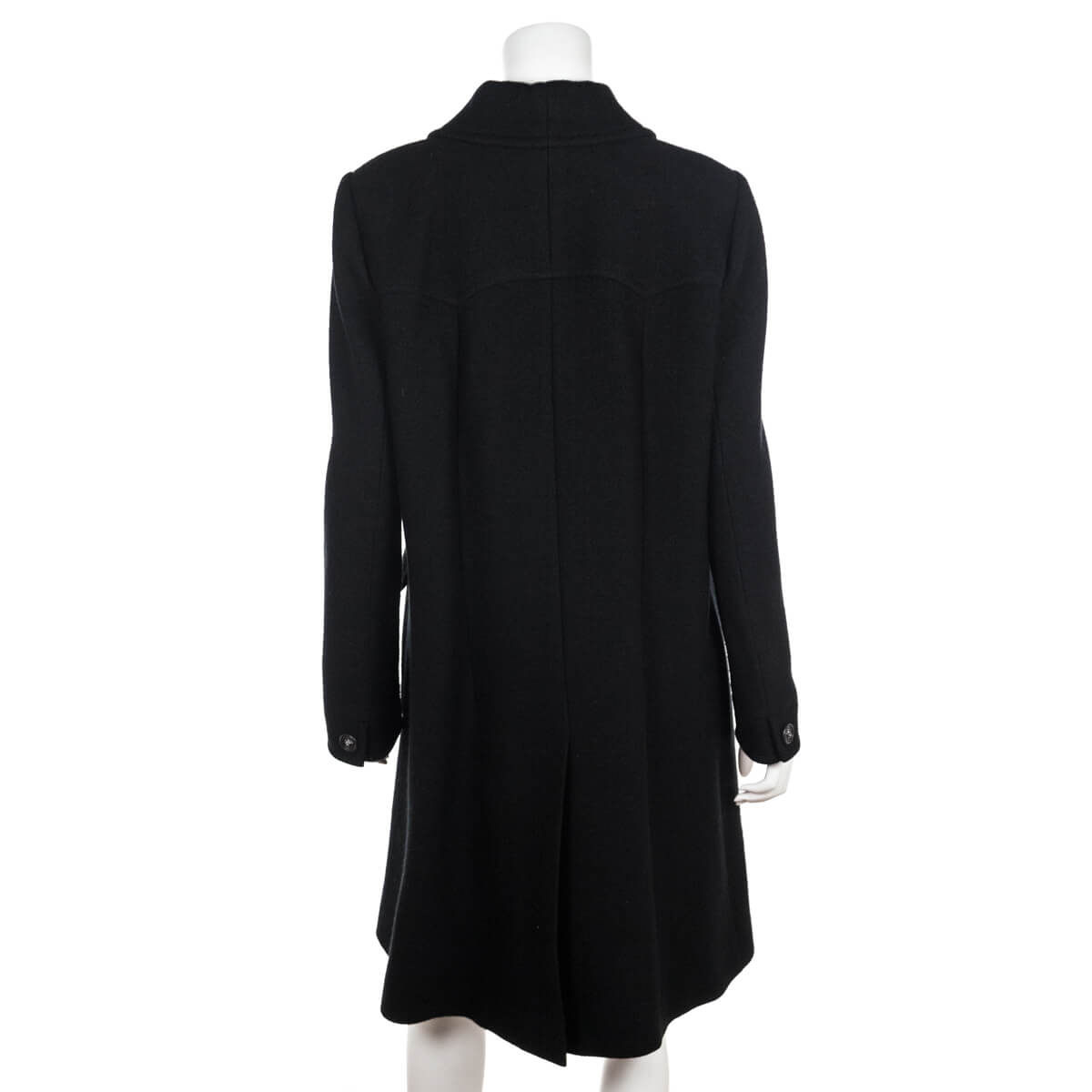 Chanel Black Wool Boucle Coat Size L | FR 42