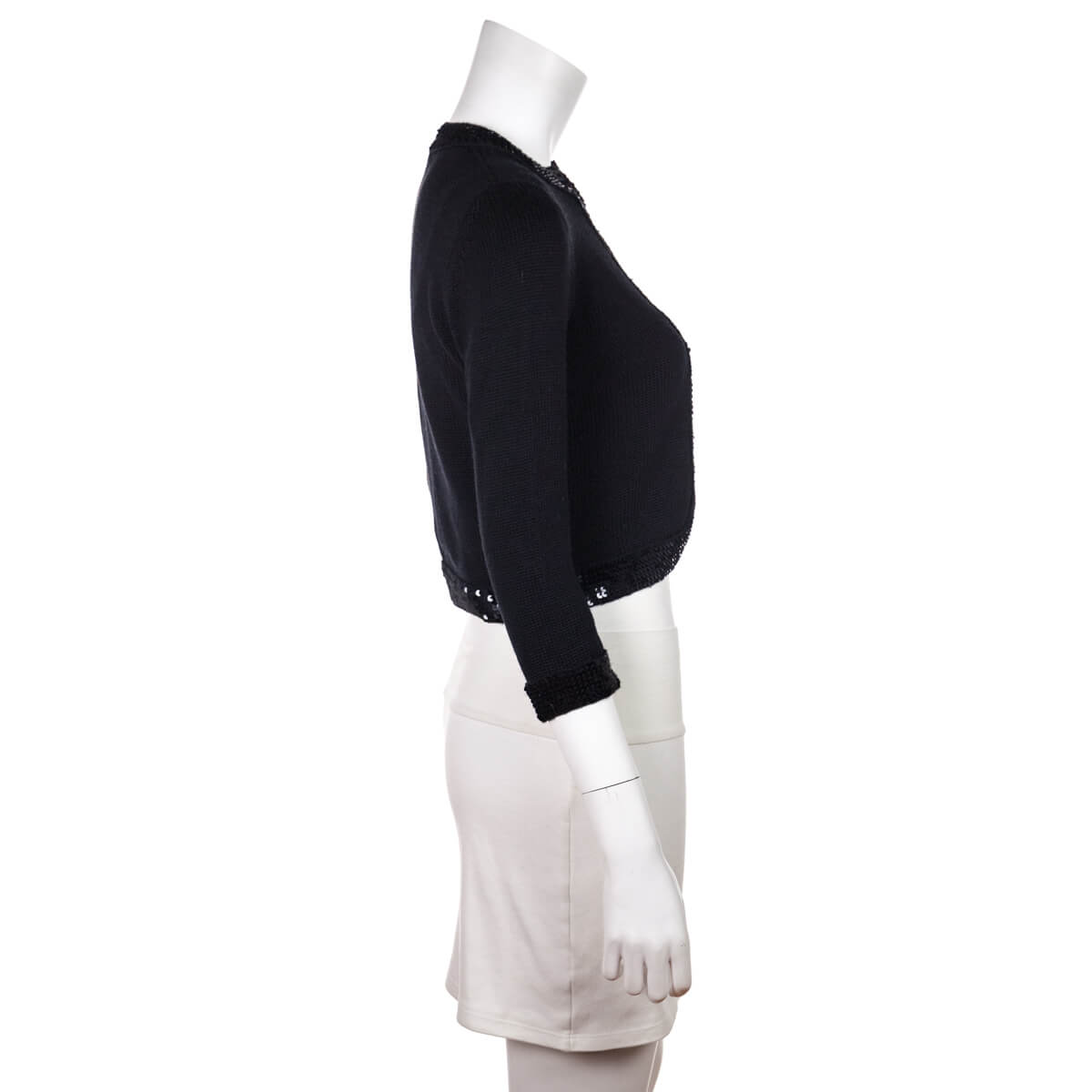 Chanel Black Wool Sequin Cardigan Size S | FR 38