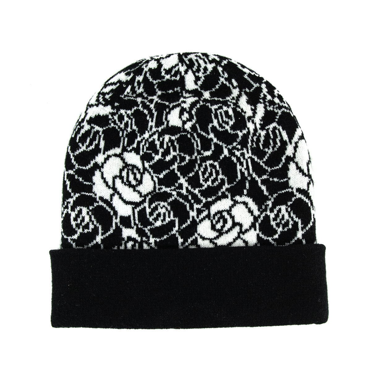 Chanel Black & White Cashmere Camellia Beanie