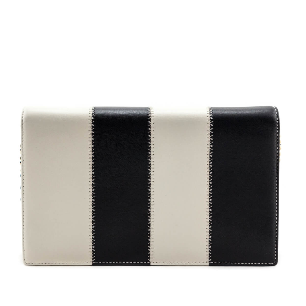 Chanel Black & White Lambskin CC Embroidered Clutch