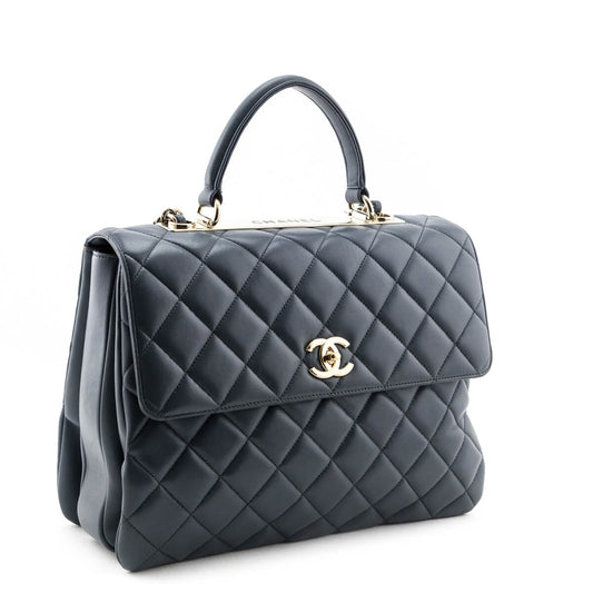 Chanel Blue Quilted Lambskin Large Trendy CC Top Handle GHW
