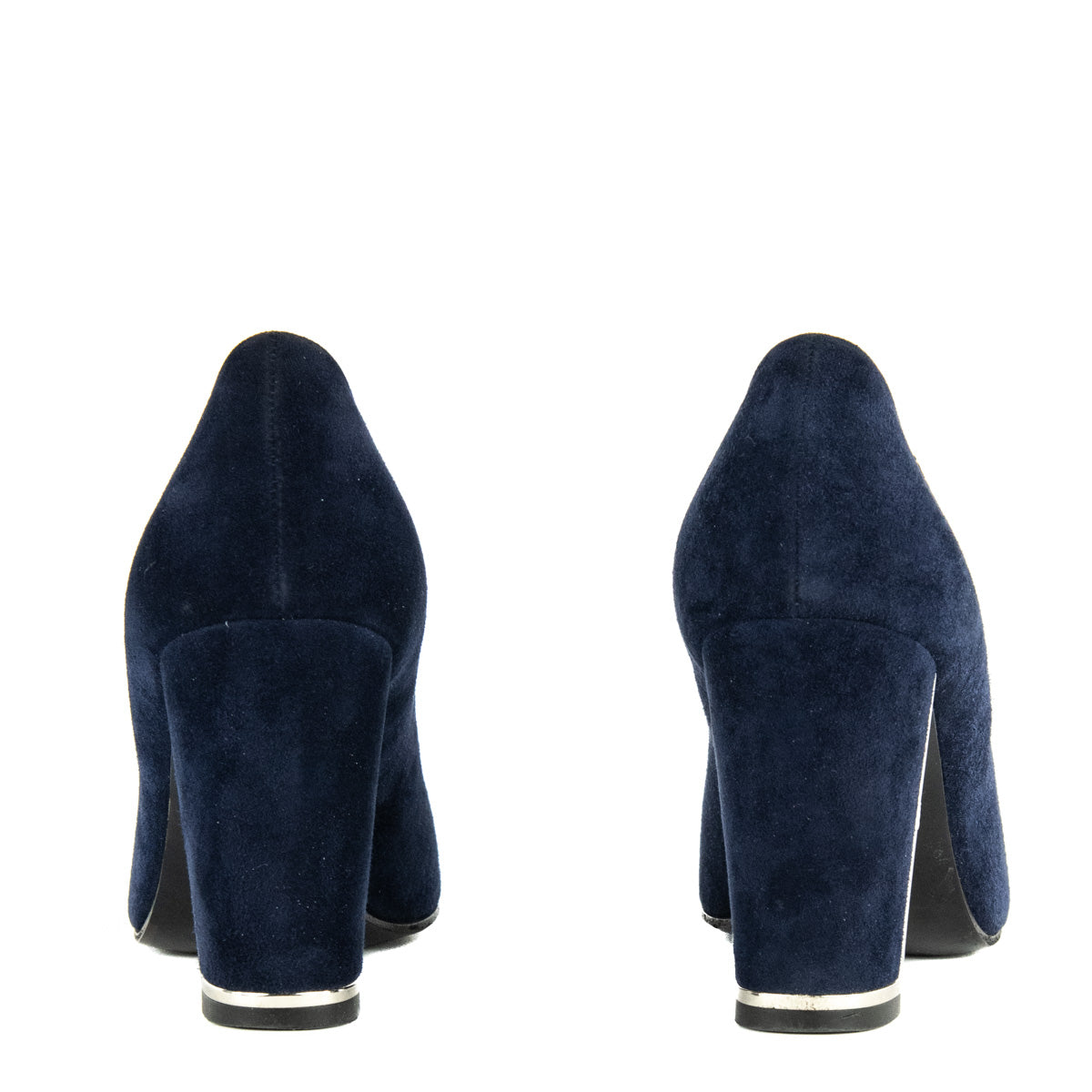 Chanel Blue Suede Block Heel Pumps Size US 7 | EU 37