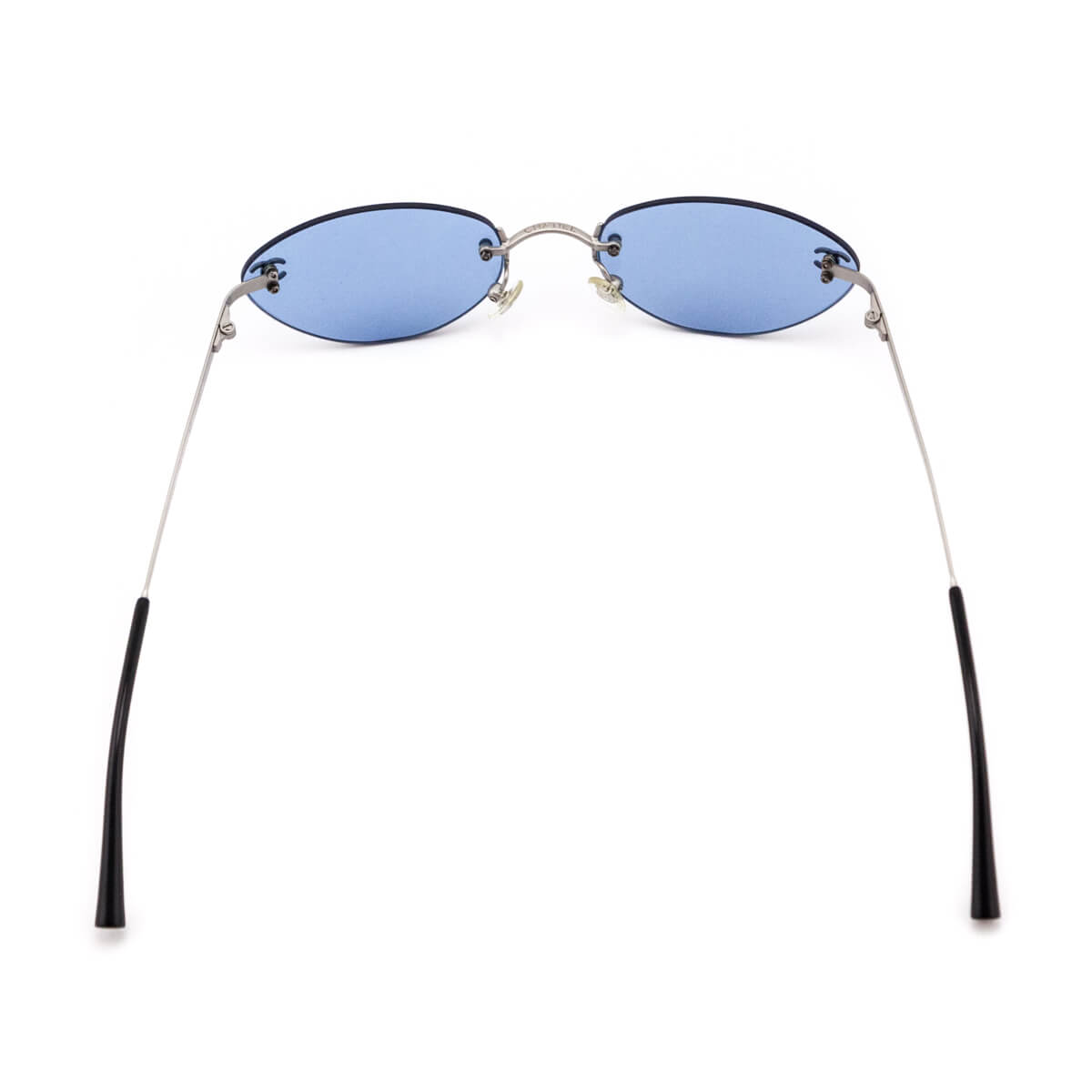 Chanel Blue Tinted Cat Eye Frameless Vintage CC Sunglasses