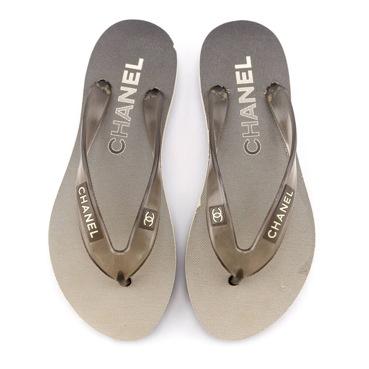 Chanel Gray Ombre Rubber Beach Flip Flops Size US 7 | EU 37