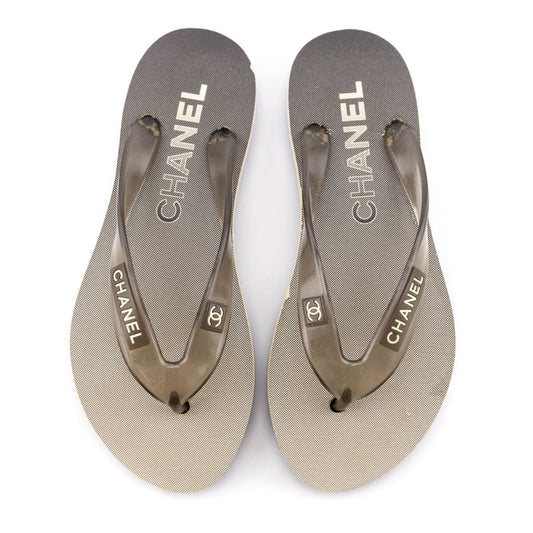 Chanel Gray Ombre Rubber Beach Flip Flops Size US 7 | EU 37