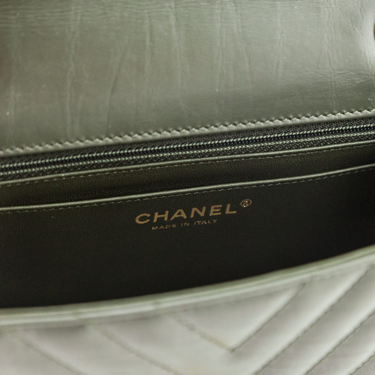 Chanel Green Quilted Aged Calfskin Chevron Mini Reissue Flap Bag
