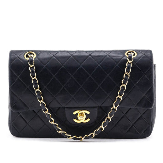 Chanel Navy Quilted Lambskin Vintage Medium Classic Double Flap Bag
