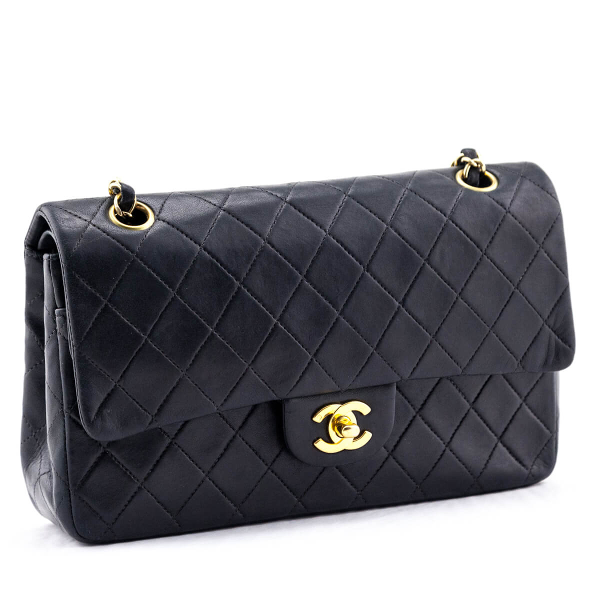 Chanel Navy Quilted Lambskin Vintage Medium Classic Double Flap Bag