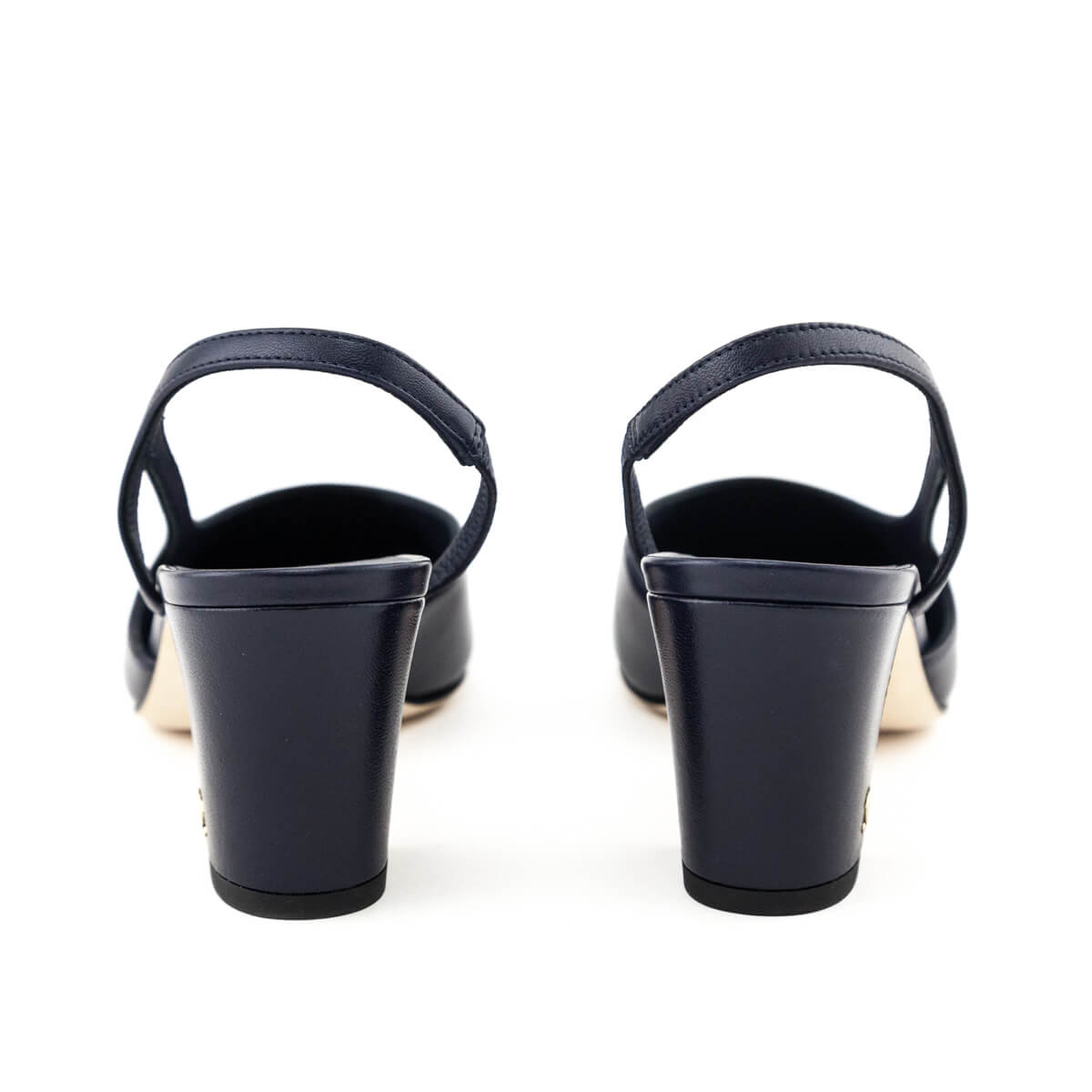 Chanel Navy Leather & Black Cap Toe CC Slingback Pumps Size US 6 | EU 36