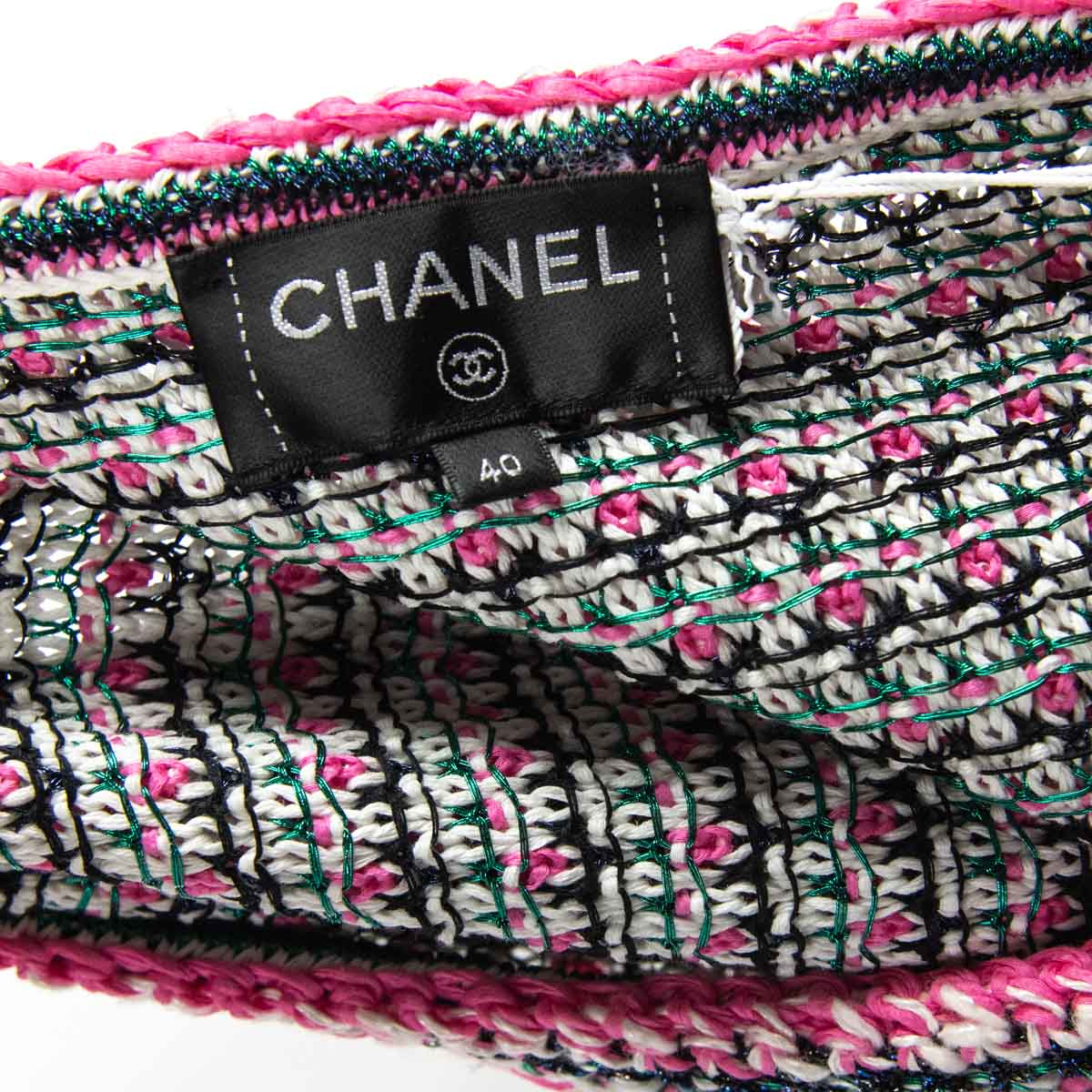 Chanel Pink & White Knit Mini Sleeve Dress Size M | FR 40