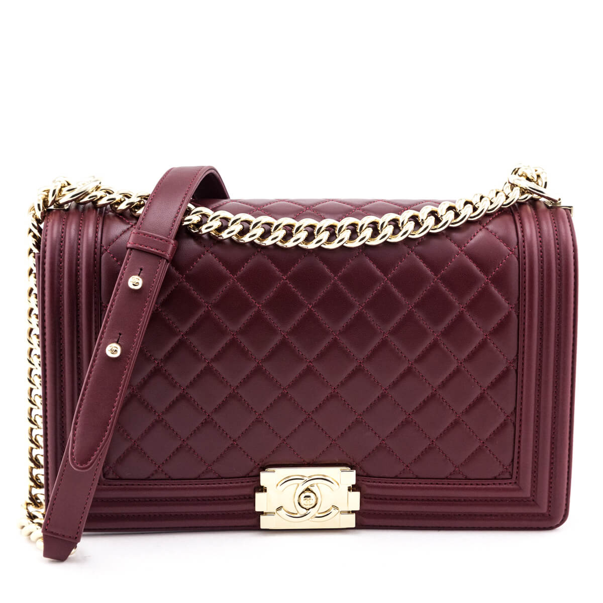 Chanel Red Quilted Lambskin Large Boy Flap Bag