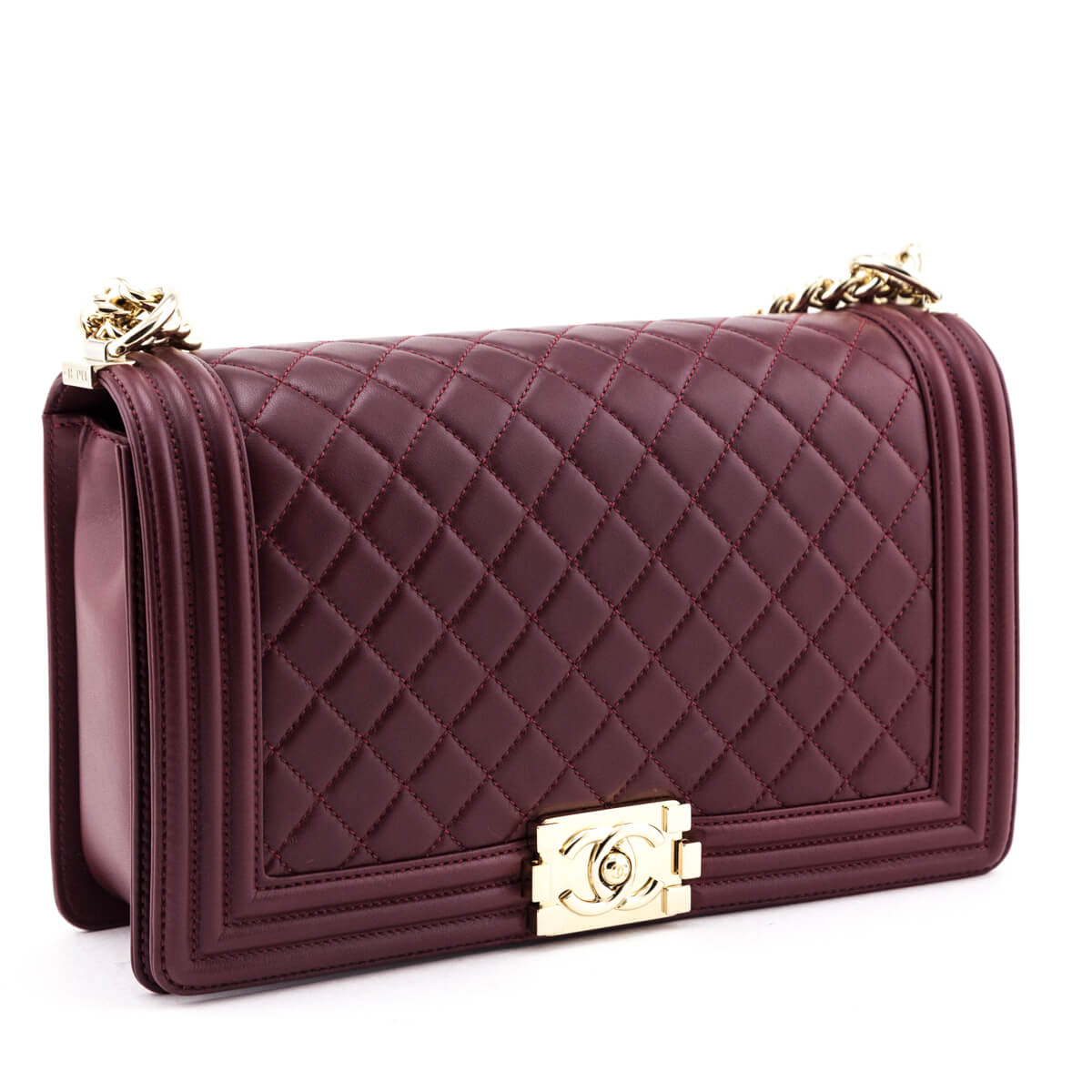 Chanel Red Quilted Lambskin Large Boy Flap Bag