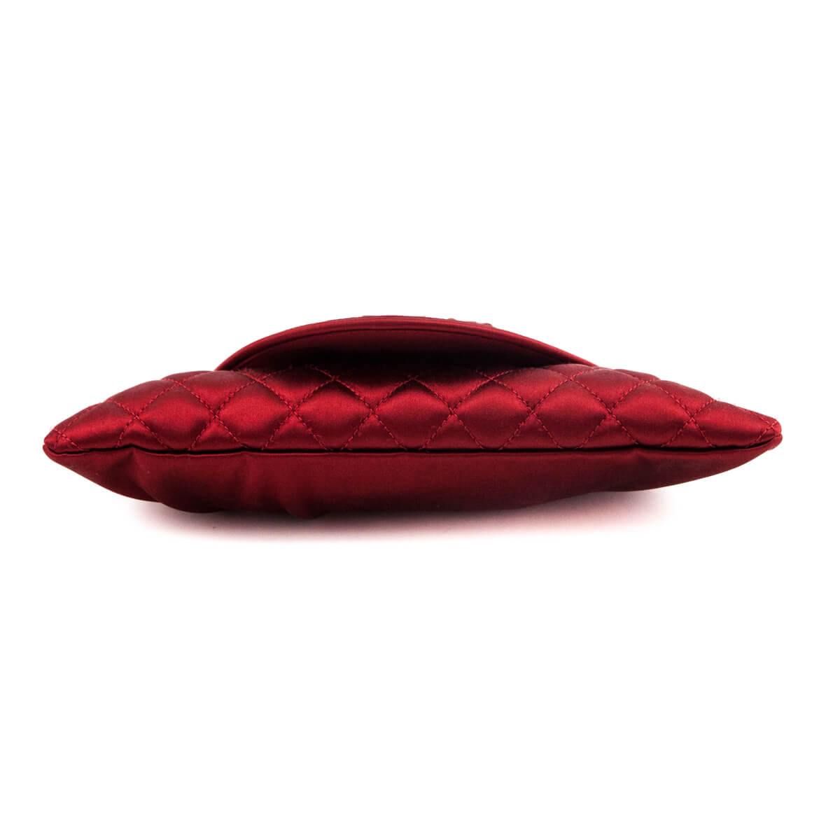 Chanel Red Quilted Satin Half Moon Clutch