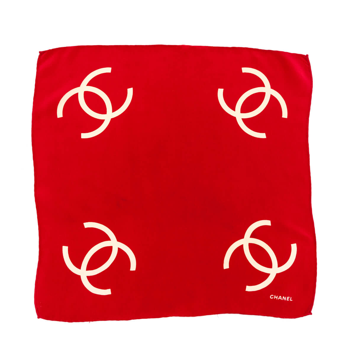 Chanel Red Silk CC Neck Scarf