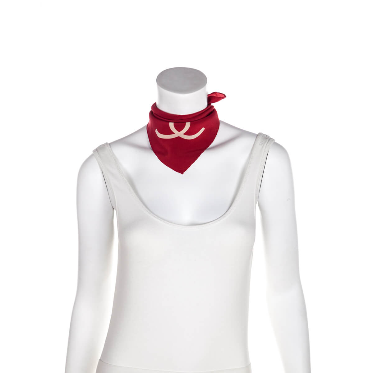 Chanel Red Silk CC Neck Scarf