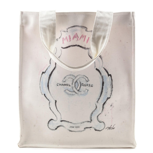 Chanel White Canvas Chanel Cruise Miami Tote