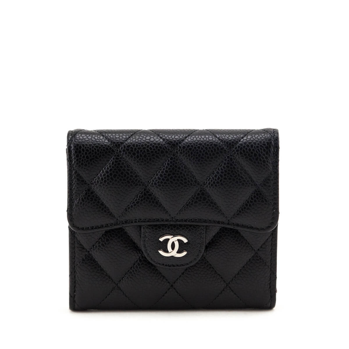 Chanel Black Caviar Quilted Classic Flap Wallet
