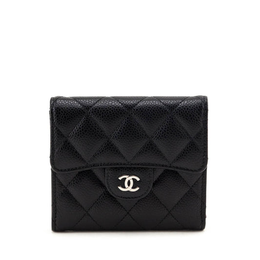 Chanel Black Caviar Quilted Classic Flap Wallet