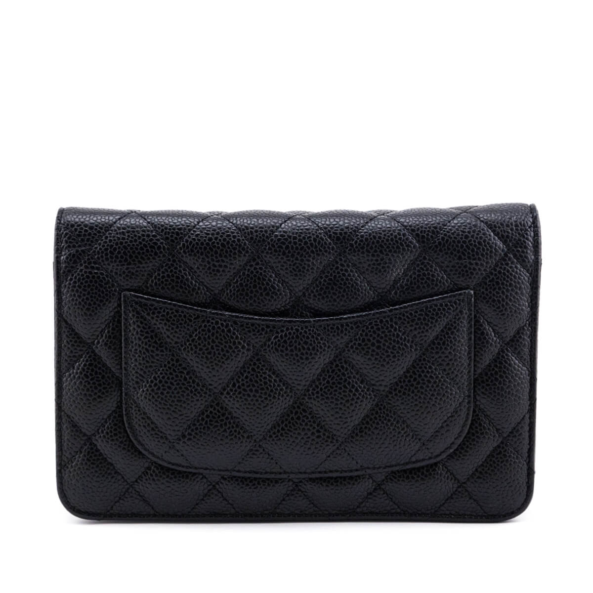 Chanel Black Quilted Caviar Classic Wallet On Chain