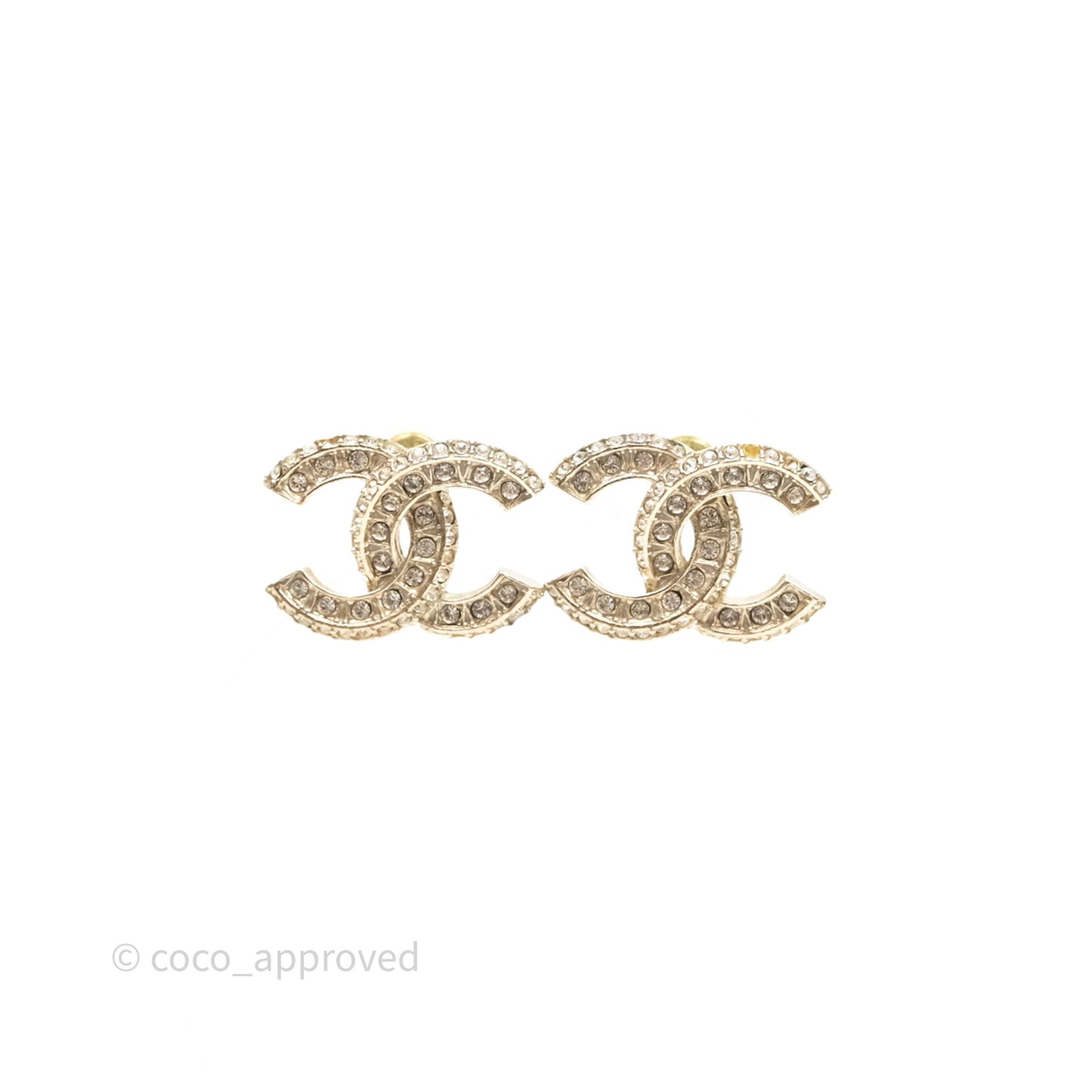 Chanel Crystal CC Earrings Gold Tone 23V