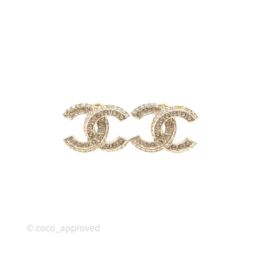 Chanel Crystal CC Earrings Gold Tone 23V