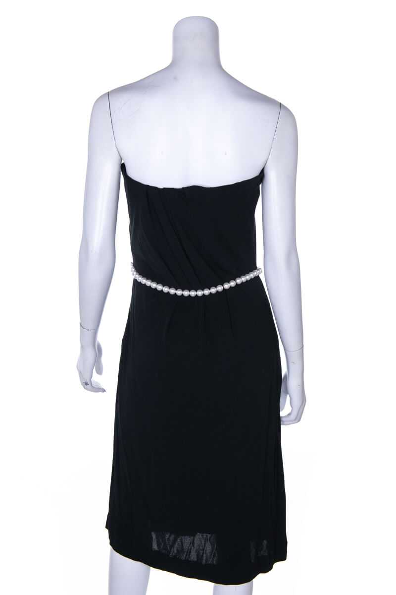 Chanel Black Stretch Pearl-Embellished Strapless Dress Size S | FR 38