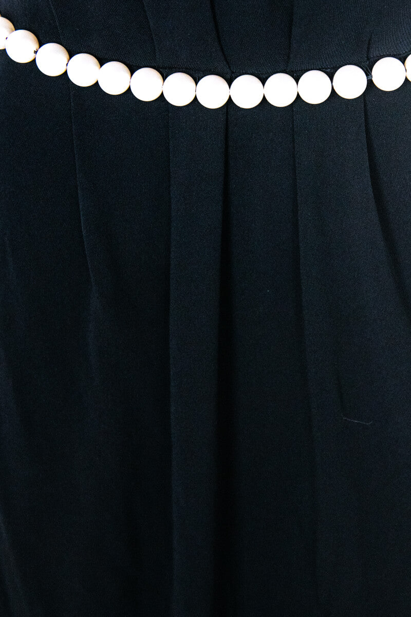 Chanel Black Stretch Pearl-Embellished Strapless Dress Size S | FR 38