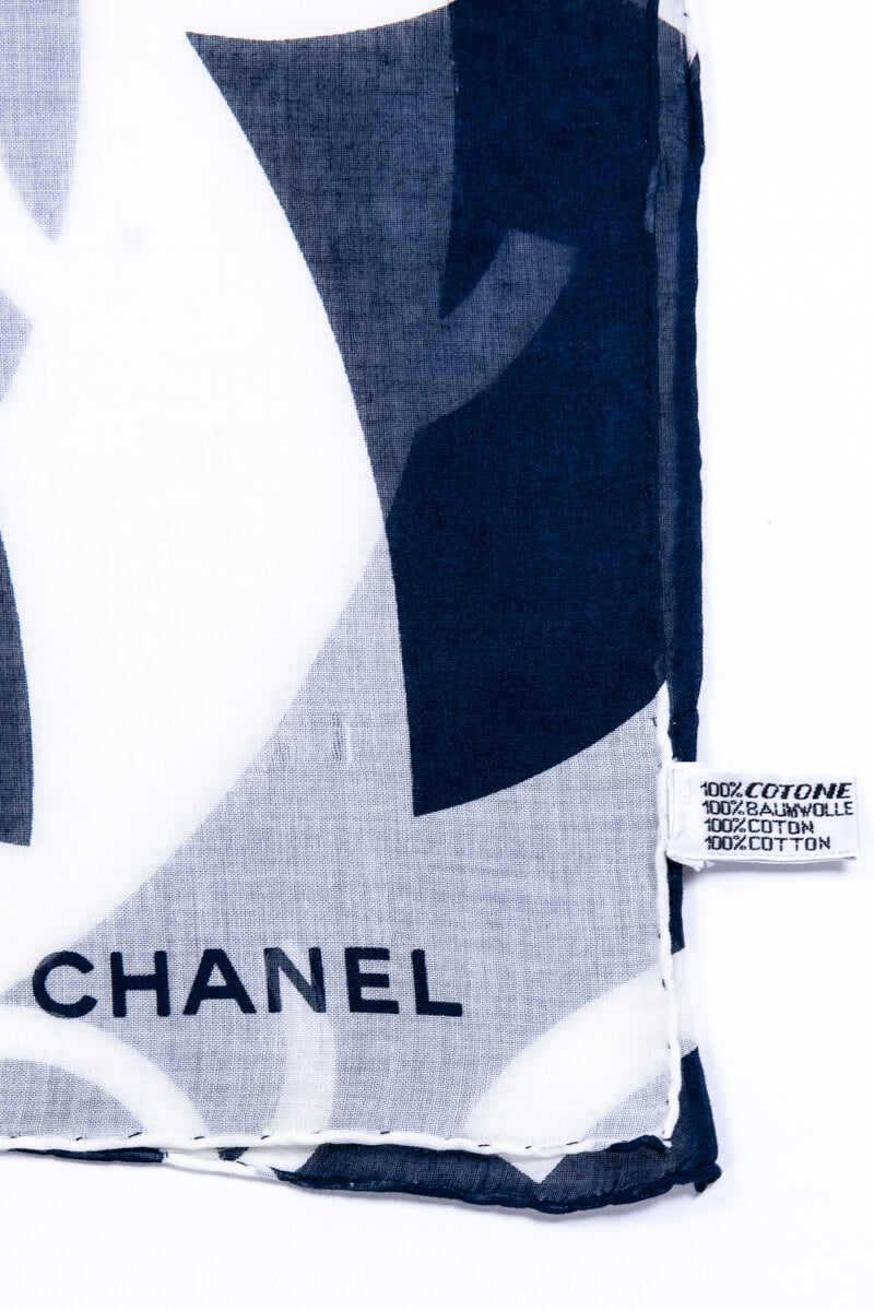Chanel Navy & White Cotton CC Printed Pareo