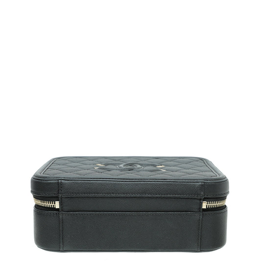 Chanel Black CC Filigree Vanity Case Medium Bag