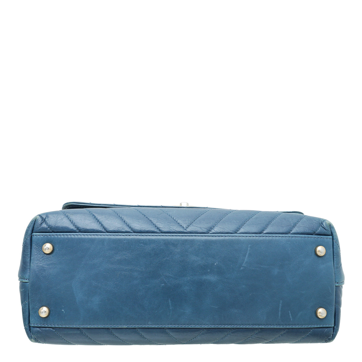 Chanel Blue Coco Handle Chevron Small Bag