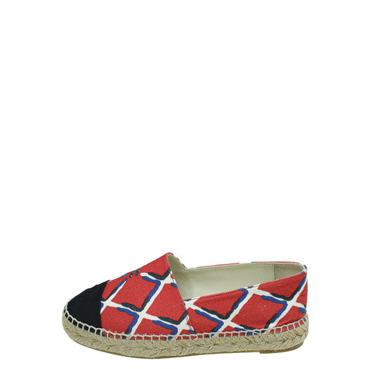 Chanel Multicolor CC Diamond Quilted Print Espadrille Flats 35