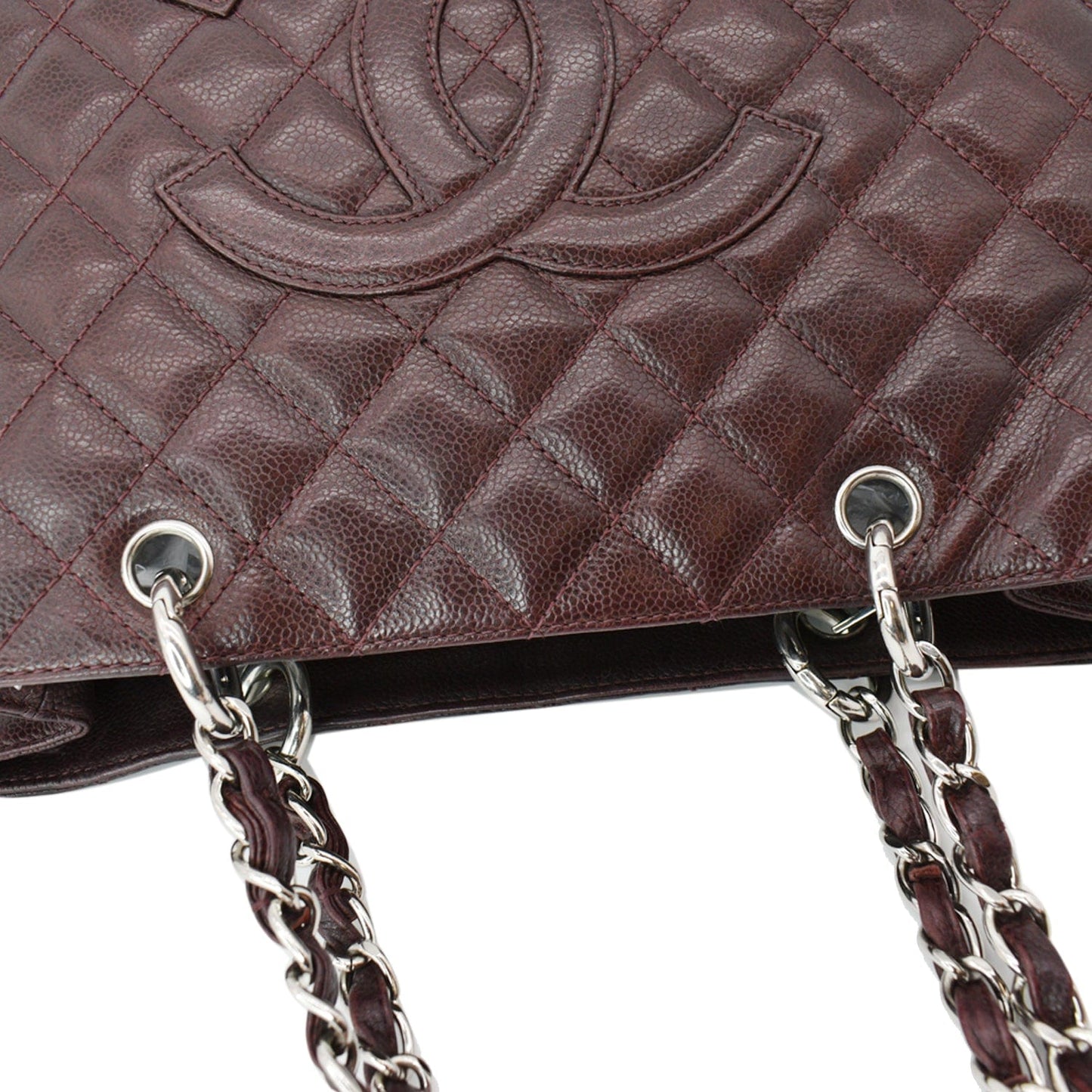Luxury Chanel Grand Shopping GST Caviar Leather Tote Bag Maroon