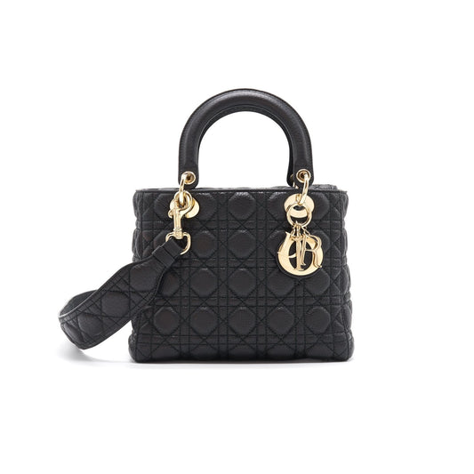 Luxury Dior Medium Soft Lady Luxury Dior supple Black with GHW