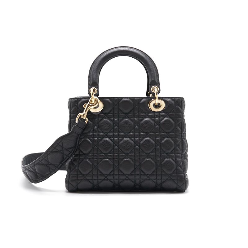 Luxury Dior Medium Soft Lady Luxury Dior supple Black with GHW