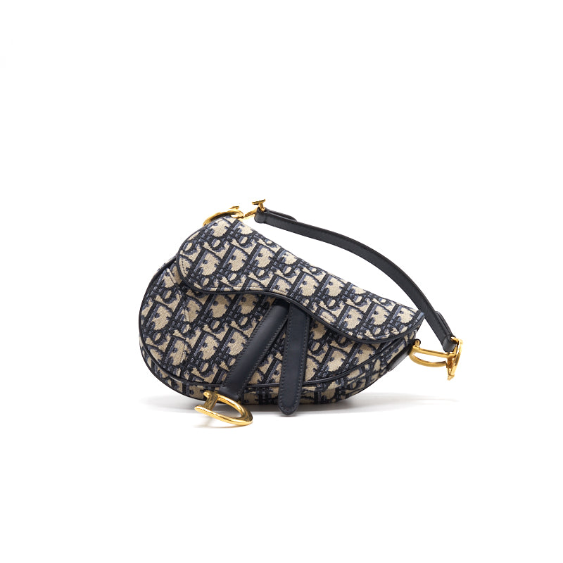 Luxury Dior Oblique Saddle Mini Bag with Strap (sell in one set)