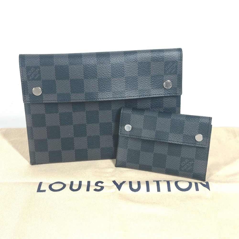 LOUIS VUITTON Card Case N60255 Damier Grafitto Canvas black Damier Grafitte Alpha Tri Pro Pouch mens