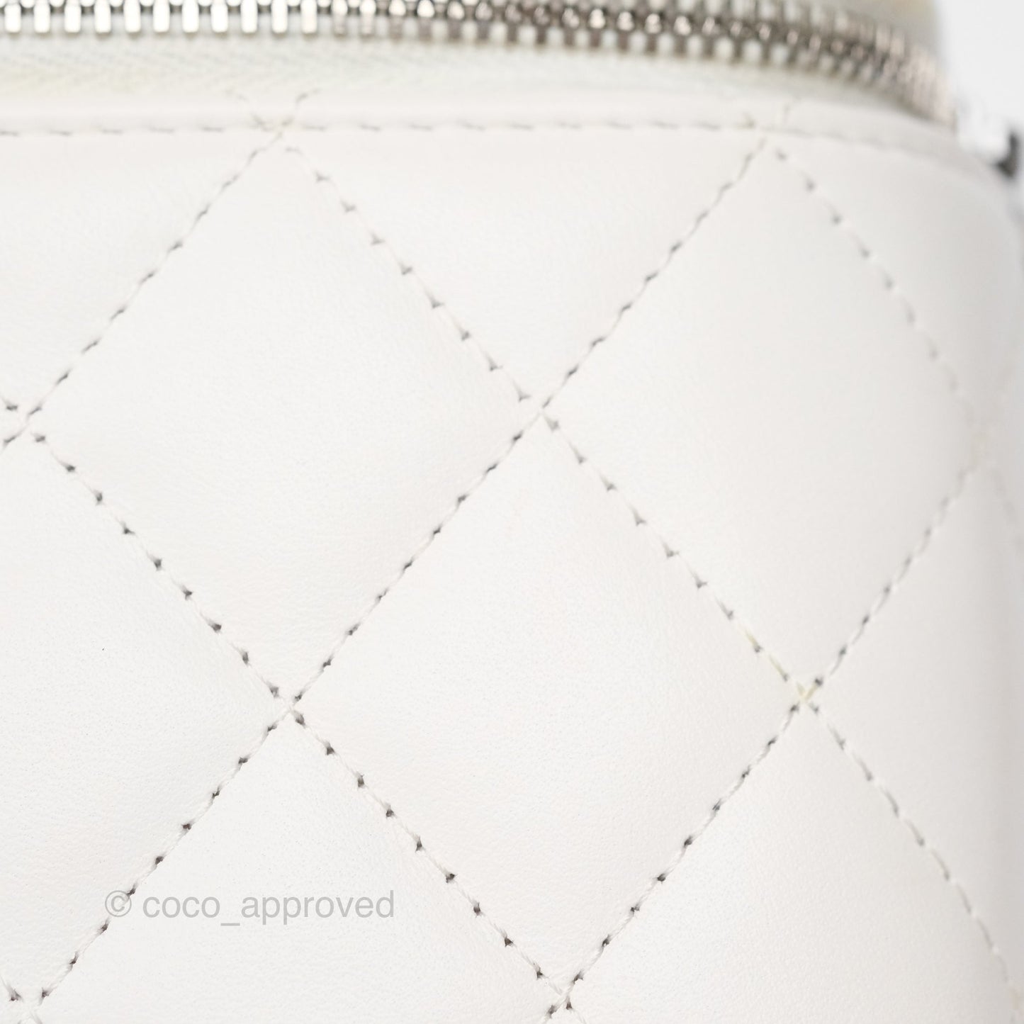 Chanel Crystals Top Handle Vanity Rectangular White Lambskin Gun Metal