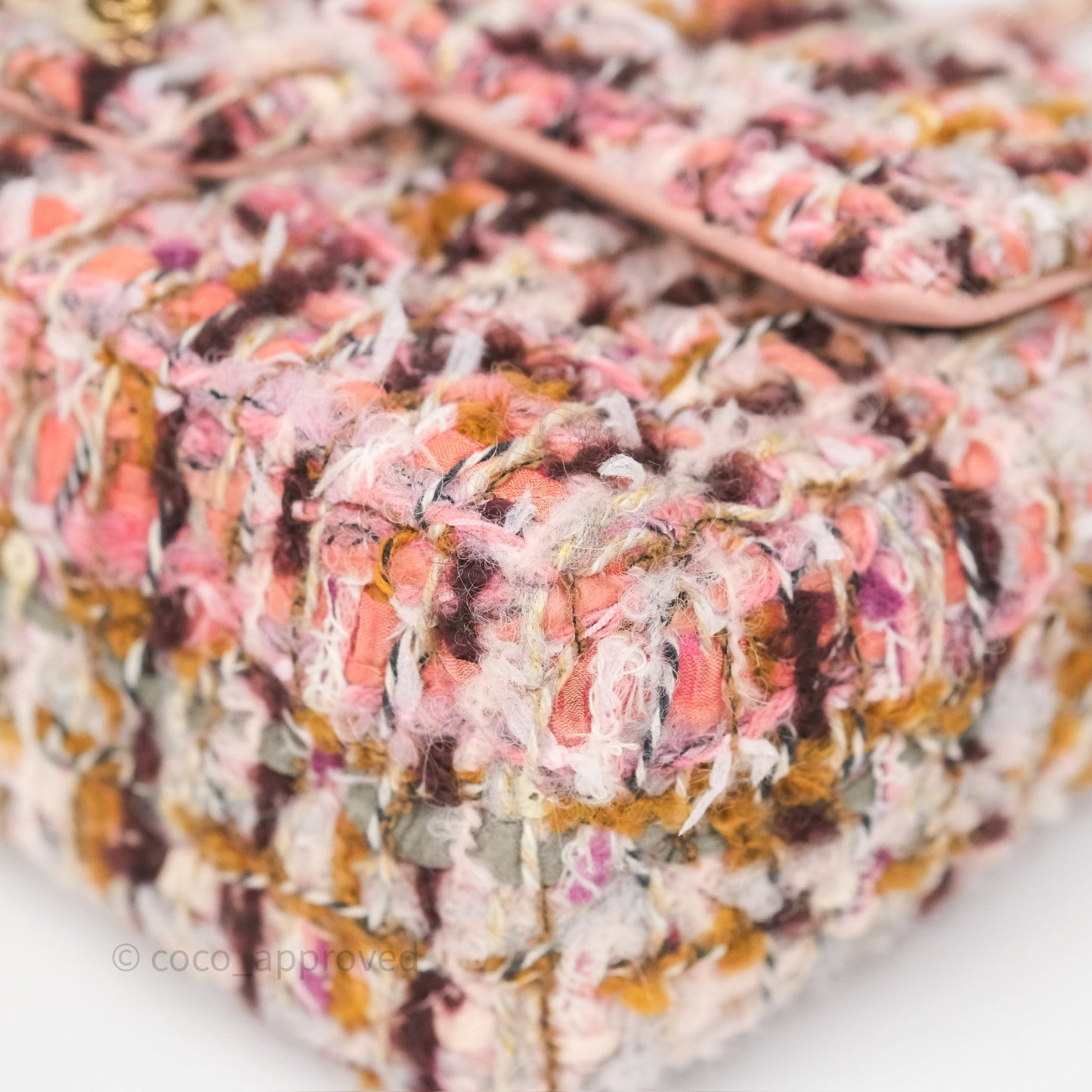Chanel Mini Rectangular Pink Burgundy Tweed Gold Hardware 23K
