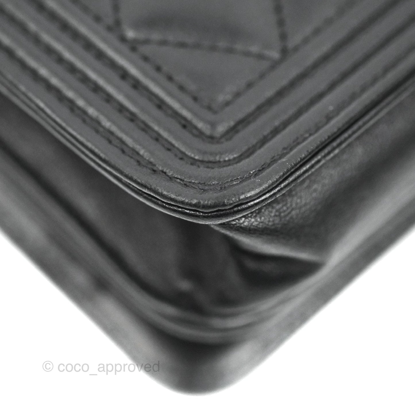 Chanel Quilted Boy Wallet on Chain WOC Black Lambskin Silver Hardware